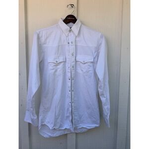 Schaefer Outfitter Mens White Western Snap Shirt Style 2050 Made in USA Medium